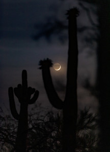 Crecent Moon over Picacho Peak