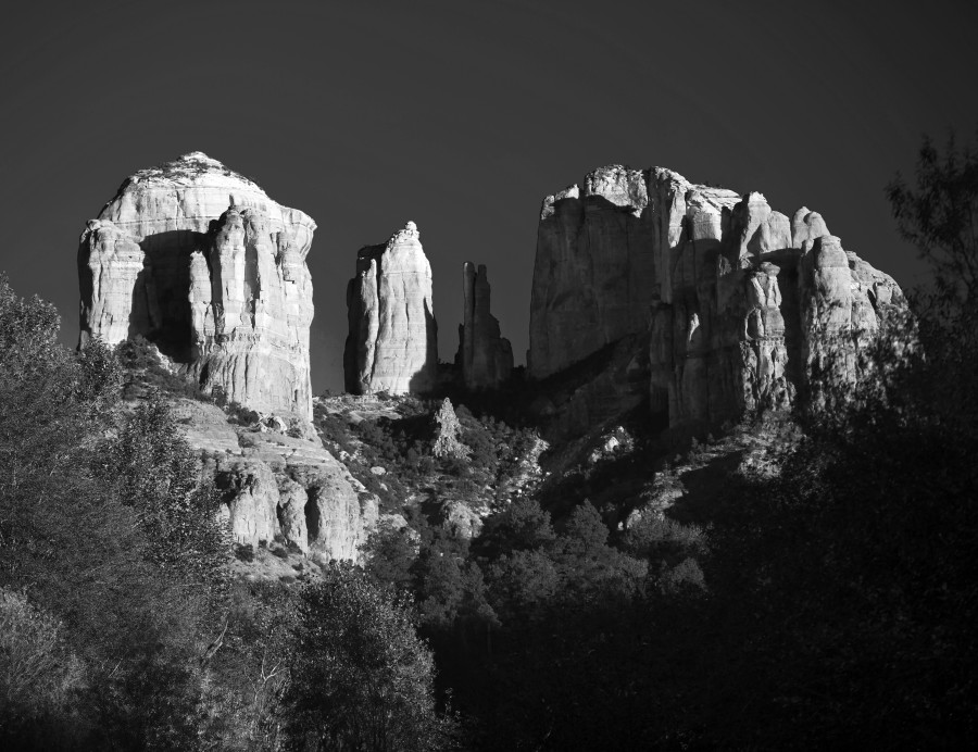 Cathedral Rock In Black & White